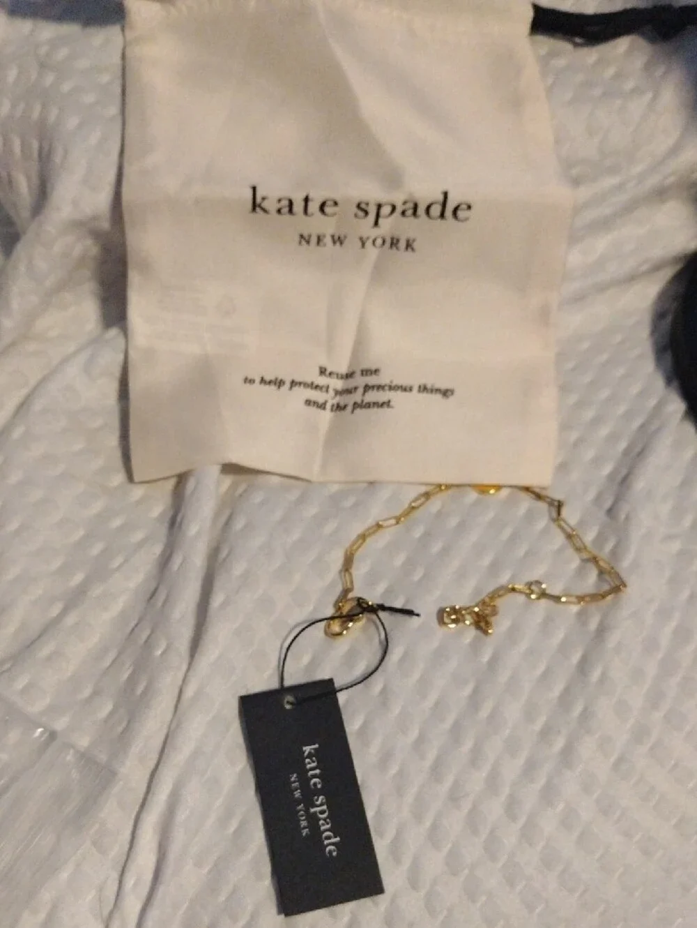 kate spade Gold Tone Link Bracelet with Logo Disc Initial K & Dustbag - Picture 5 of 5
